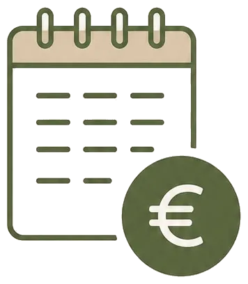 Illustratie van een kalender met eurosymbool