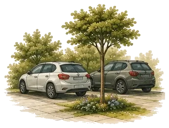 Illustratie van parkeerplaatsen voor bezoekers