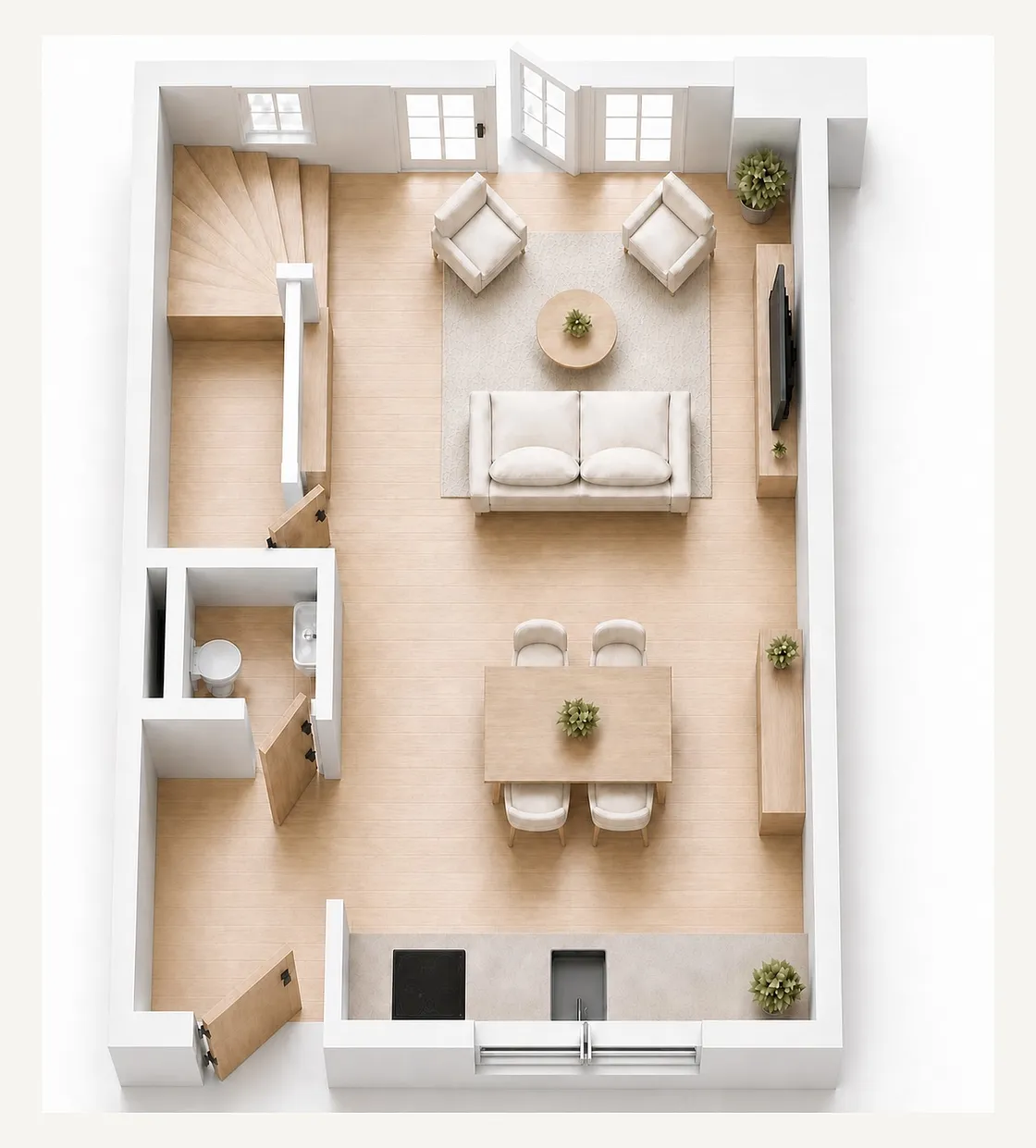 Plattegrond begane grond van de hofwoning