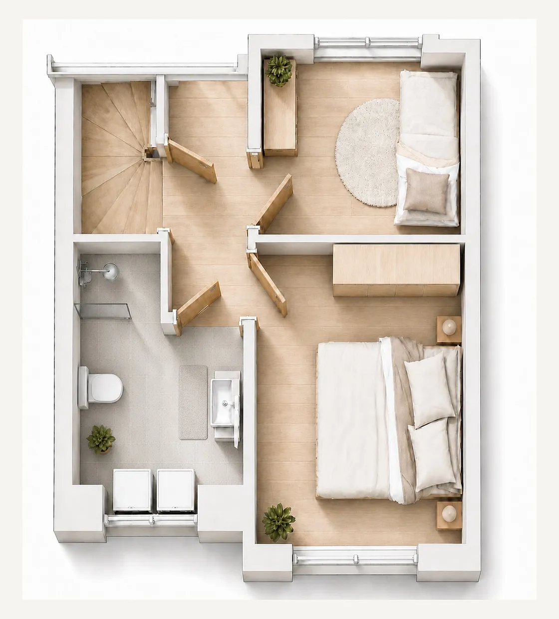 Plattegrond verdieping van de hofwoning