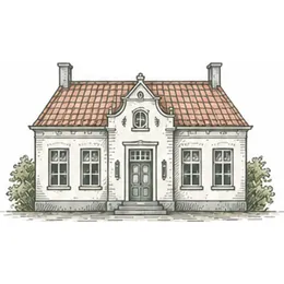 Illustratie van een historisch hofgebouw